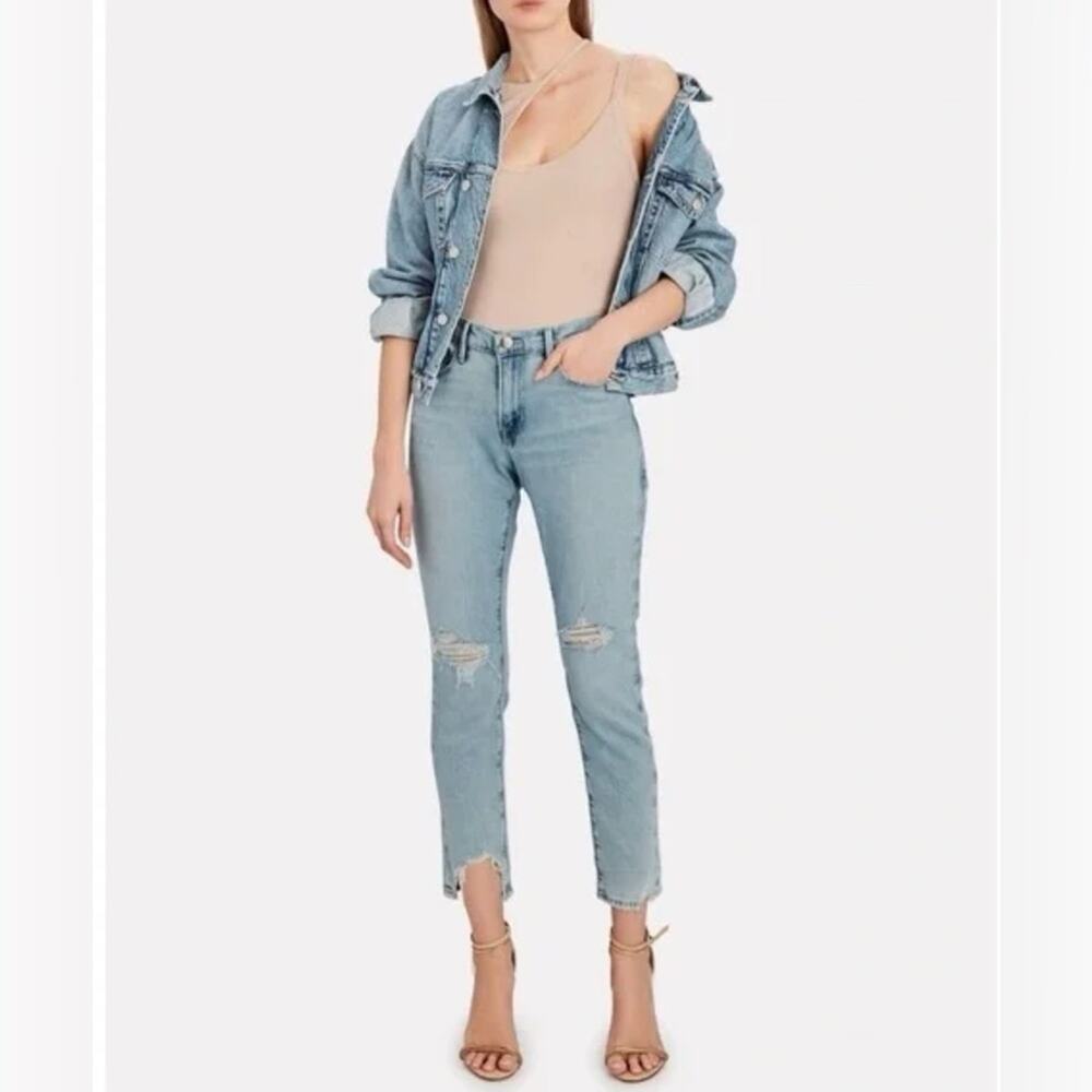 FRAME Le Garcon Crop distressed light wash jeans 27